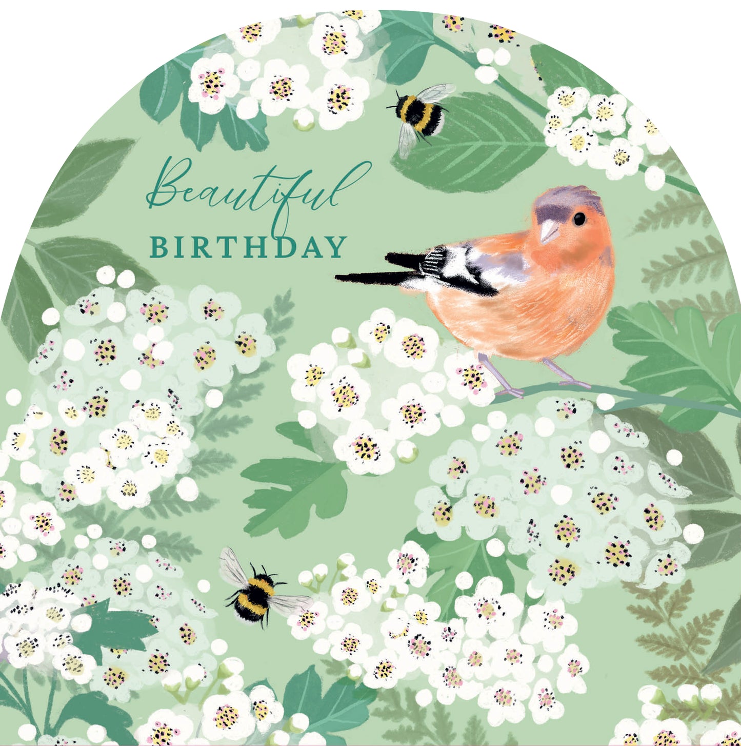 RSPB White Blossom Card - Chaffinch & Hawthorn