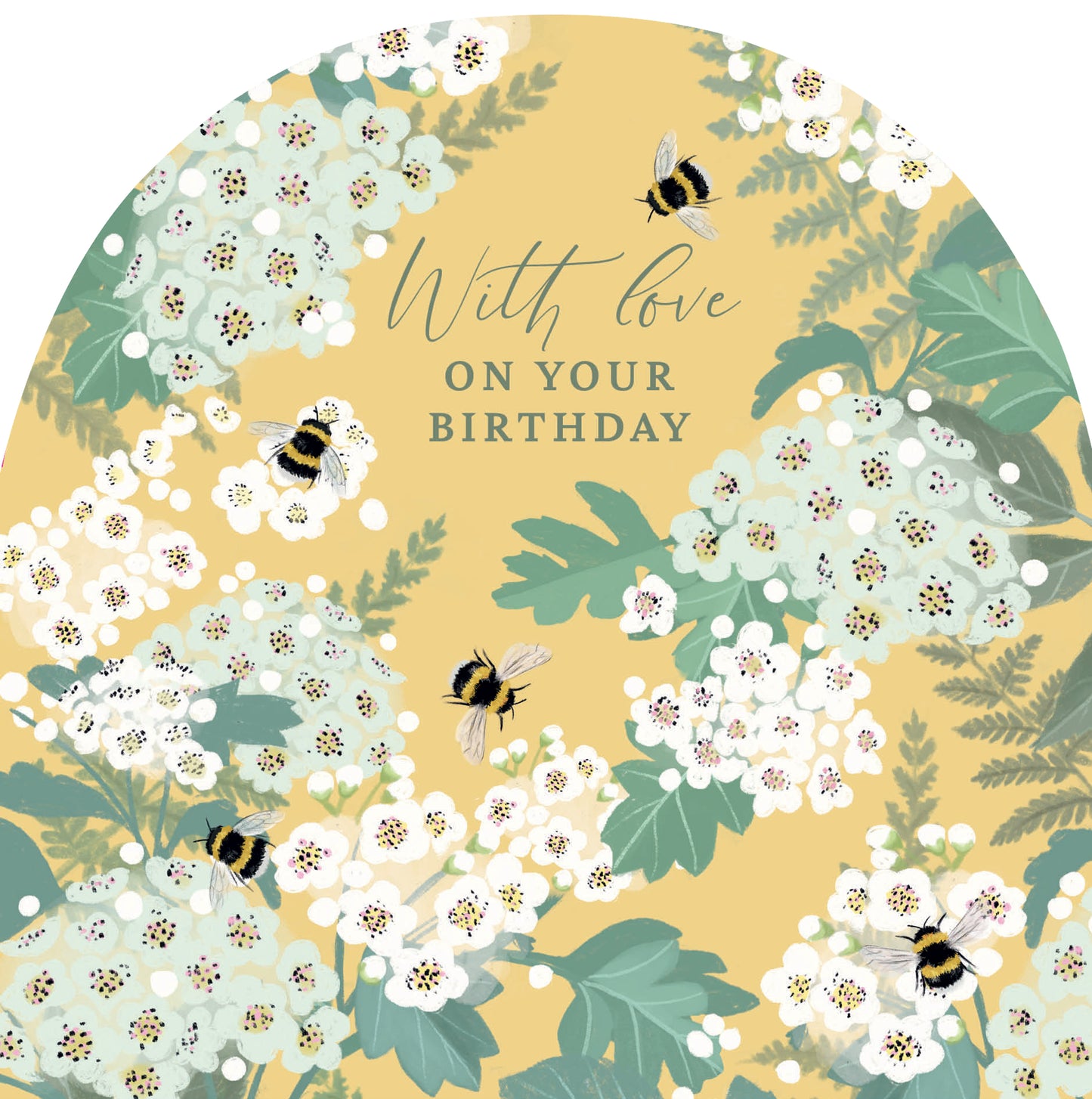 RSPB White Blossom Card - Bees & Hawthorn