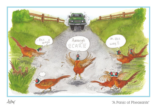 Alison's Animals Card - Panic of Pheasants