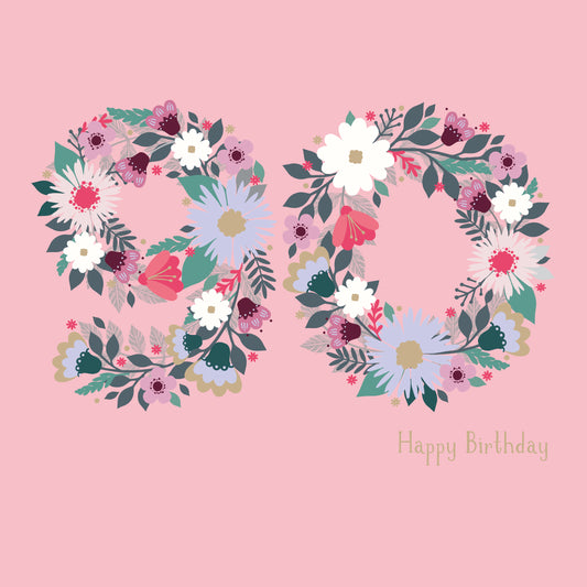 Age To Celebrate Card - 90 - Floral