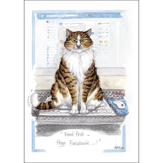 Alison's Animals Card - Food first - then Facebook (Splimple - 150x210mm)