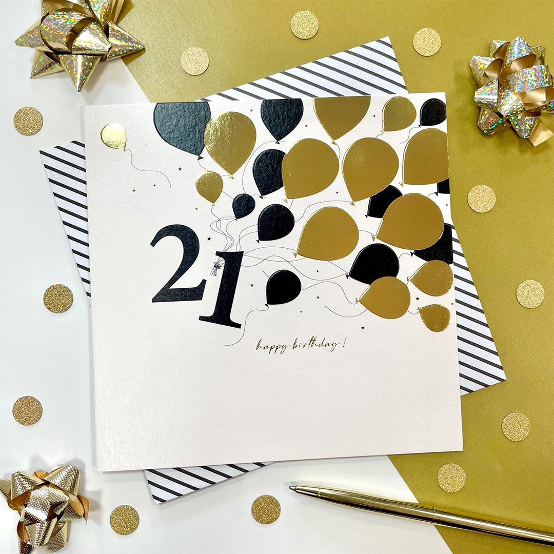 Age to Celebrate - 21 - Gold Balloons