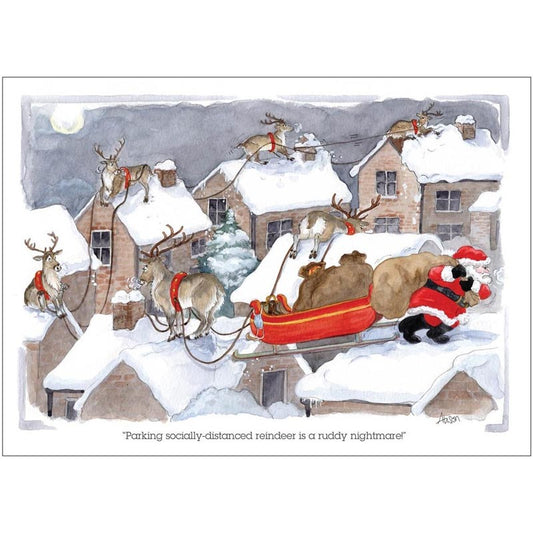 Alisons Animals Christmas Card (Single) - Socially distanced reindeer (Splimple)