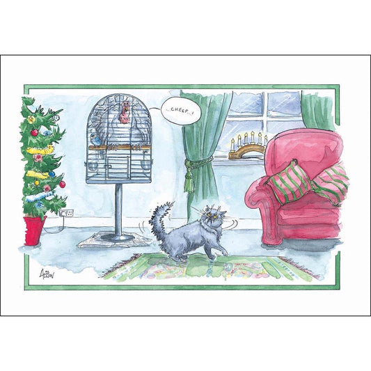 Alisons Animals Christmas Card (Single) - Turkey in hiding (Splimple)