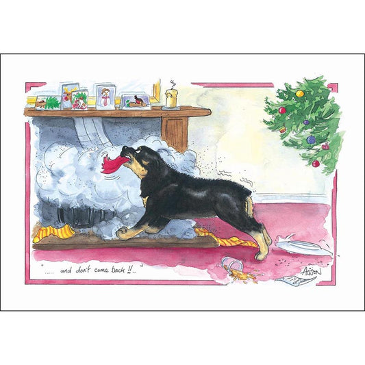 Alisons Animals Christmas Card (Single) - Seeing off Santa (Splimple)