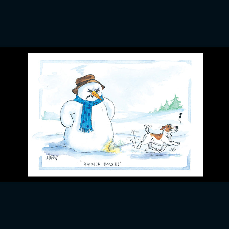 Christmas Cards (Single) - Alisons Animals - Yellow snowman