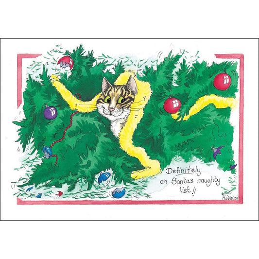 Alisons Animals Christmas Card (Single) - Naughty List (Splimple)