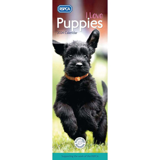 RSPCA I Love Puppies Slim Calendar 2024