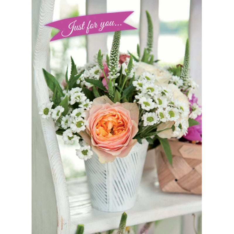 Floral Birthday Card - Peach Rose Bouquet