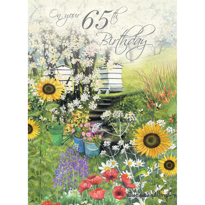 Age To Celebrate Card - 65 Beehive Garden
