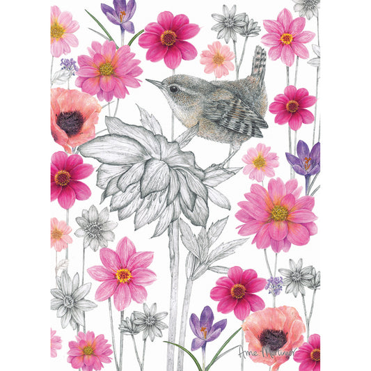 RSPB Card - In the Flowers - Wonderful Wren