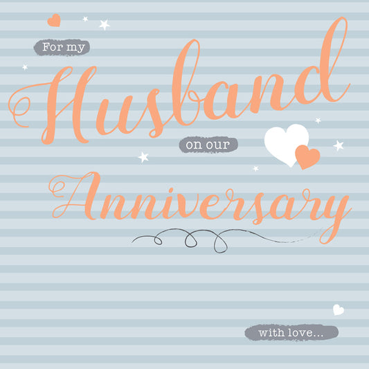 Anniversary Card - Grey Stripes (Husband)