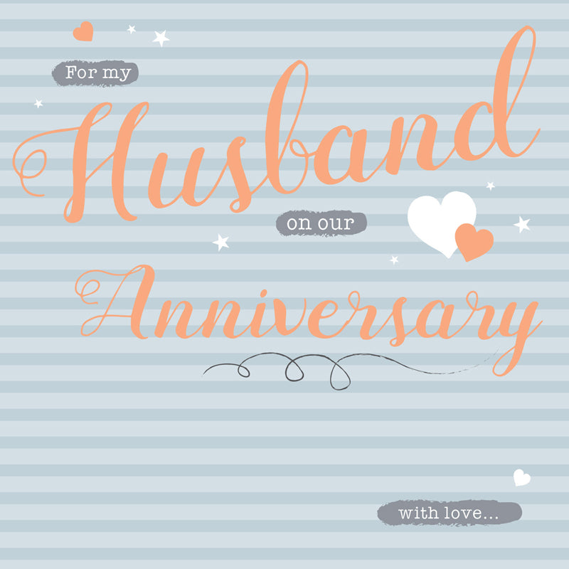 Anniversary Card - Grey Stripes (Husband)