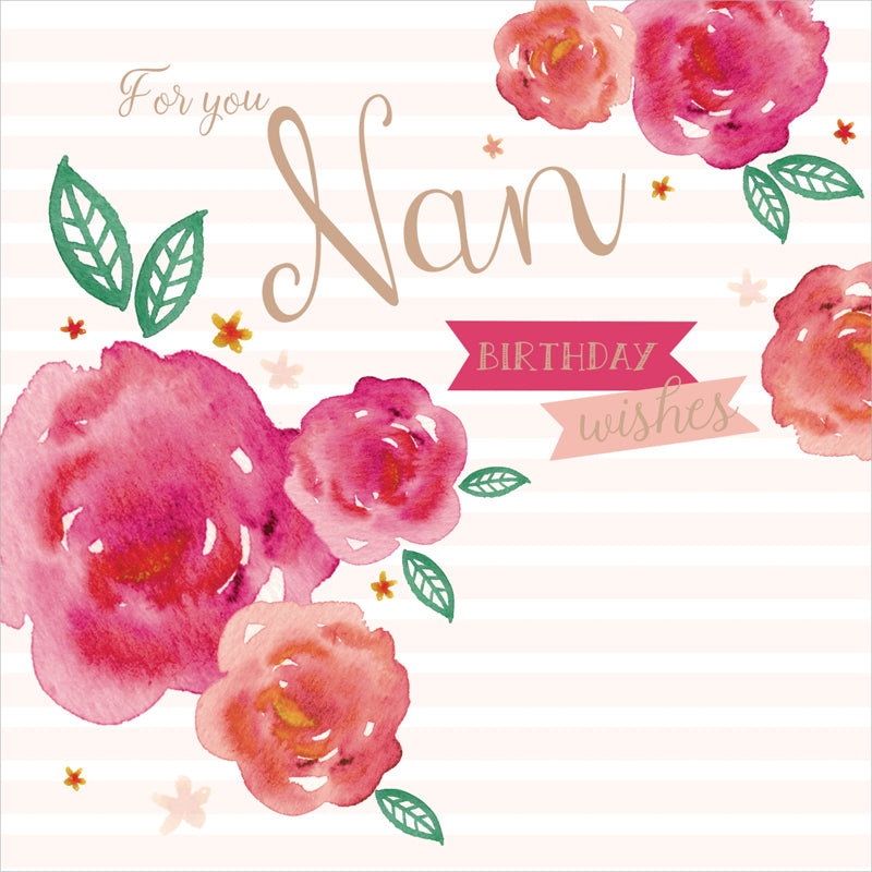Family Circle Card - Watercolour Roses (Nan)