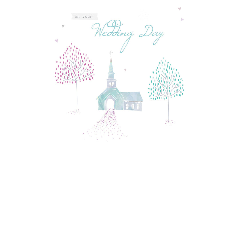 Wedding Card - Church & Blossom Trees