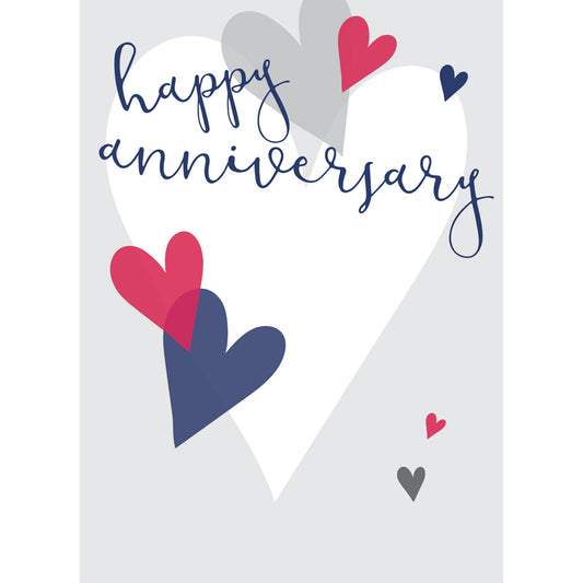 Anniversary Card - Emboss Hearts