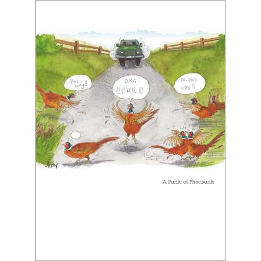 Alison's Animals Card - Panic Of Pheasants