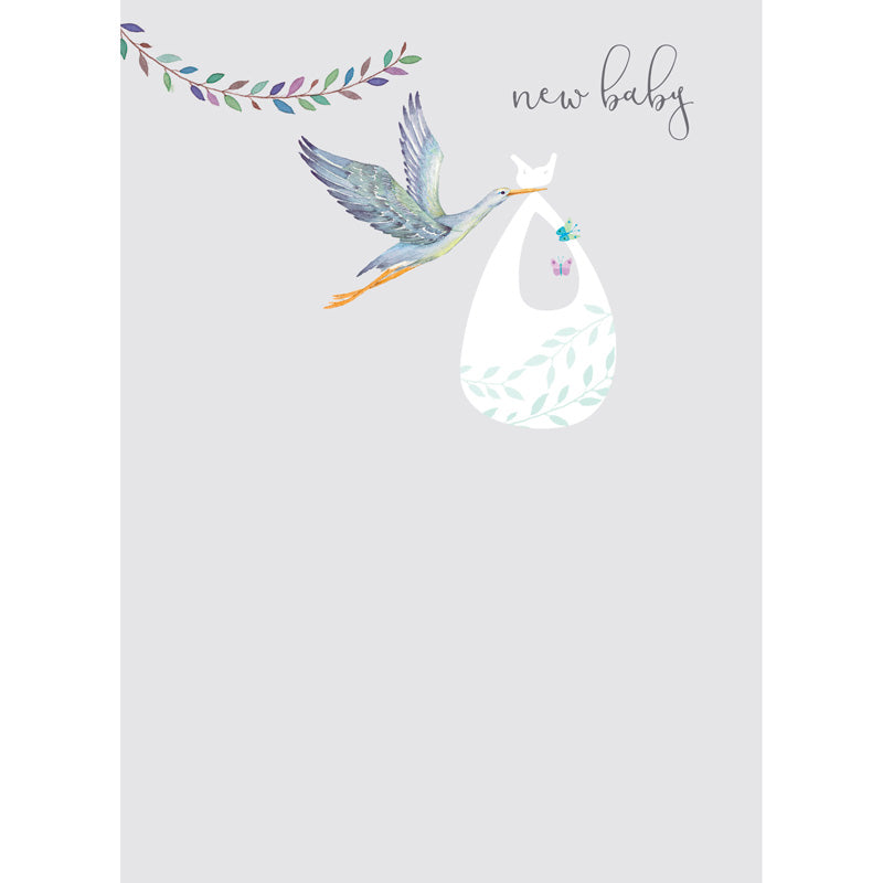 New Baby Card - Stork & Bundle (Boy)