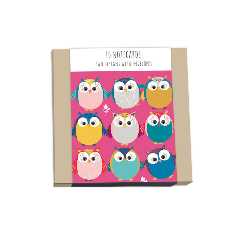 Little Owls Stationery - (10 Cards) Square Notecard Pack