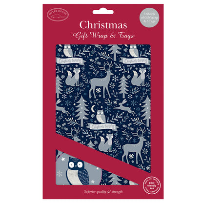 Christmas Wrap & Tags - Winter Wonderland (5 Sheets & 5 Tags)