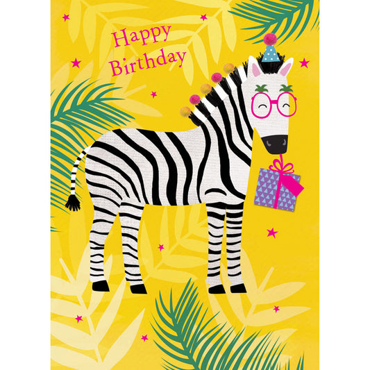 Pom Poms Card Collection - Party Zebra