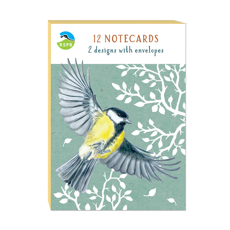 RSPB - In The Wild Stationery - (12 Cards) Square Notecard Pack - Garden Birds