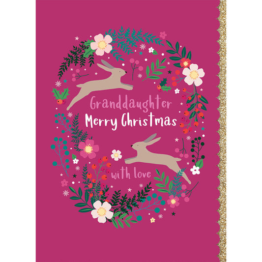 Christmas Card (Single) - Granddaughter - Rabbits