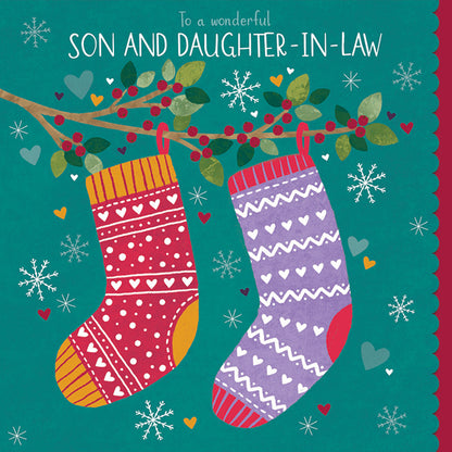 Christmas Card (Single) - Son & Daughter-In-Law - Stockings