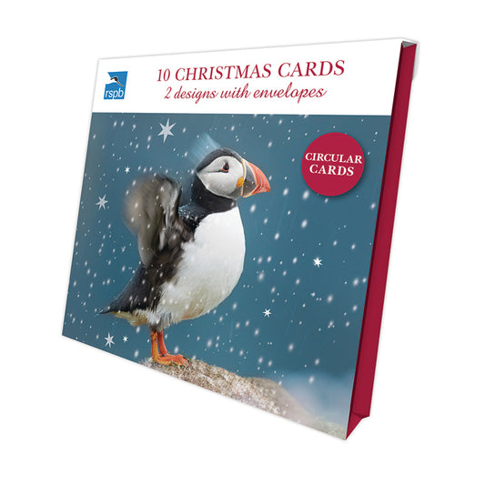 Puffin & Snowflakes - RSPB Luxury Christmas 10 Card Pack