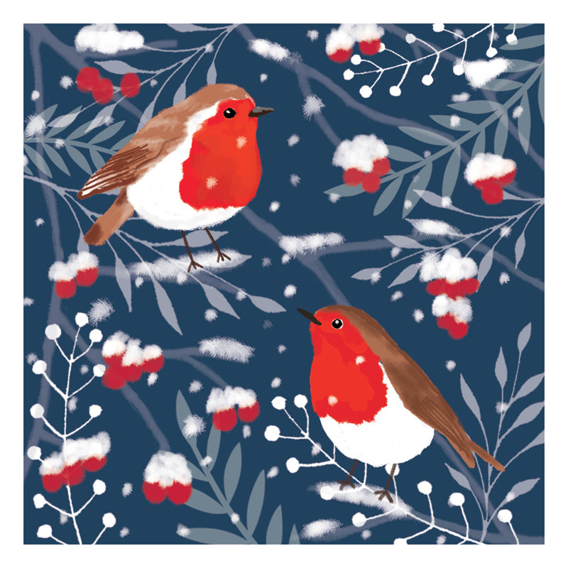 Robin & Berries - RSPB Small Square Christmas 10 Card Pack