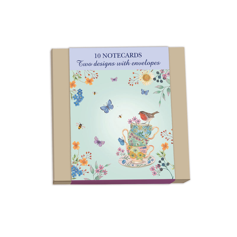 Notecard Pack (10 Cards) - Tea Cups & Watering Can