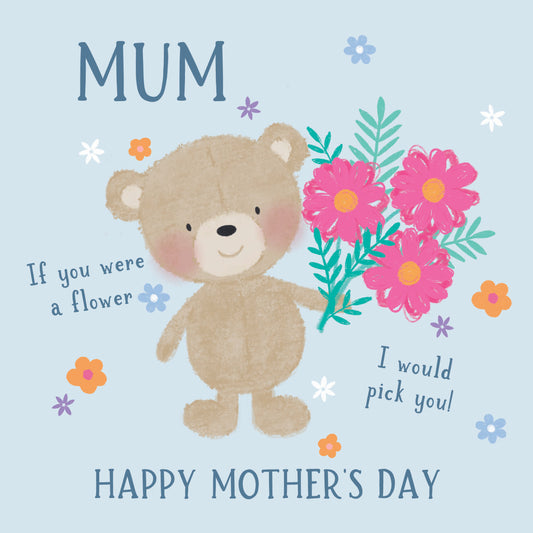 Mother's Day Card - Teddy Flowers