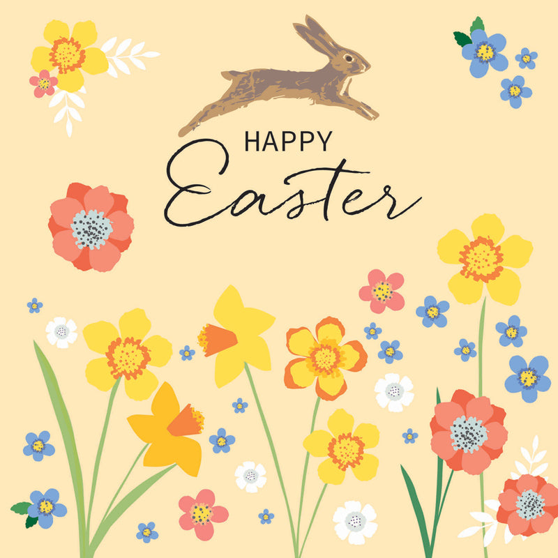 Easter 5 Card Pack - Hare & Flowers