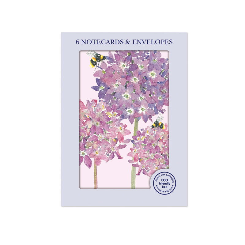 Mini Notecard Pack (6 Cards) - Watercolour Alliums