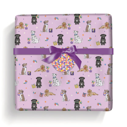 Gift Wrap & Tags - Flower Pups (2 Sheets & 2 Tags)