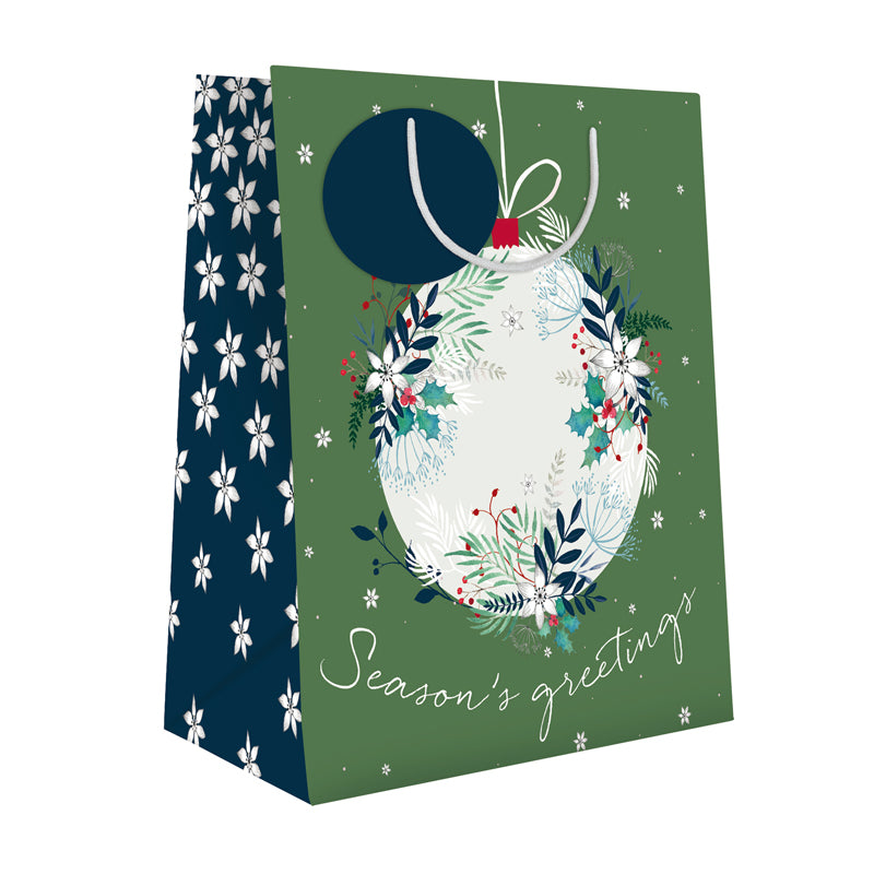 Xmas Gift Bag (Medium) - Winter Foliage Bauble