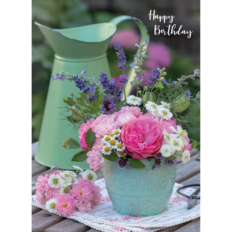 Floral Birthday Card - Jug & Flowers