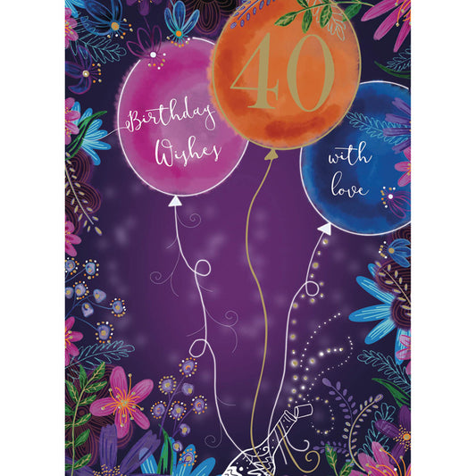 Age to Celebrate - 40 - Floral Balloons