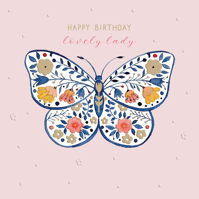 Blue Willow Card Collection - Floral Butterfly