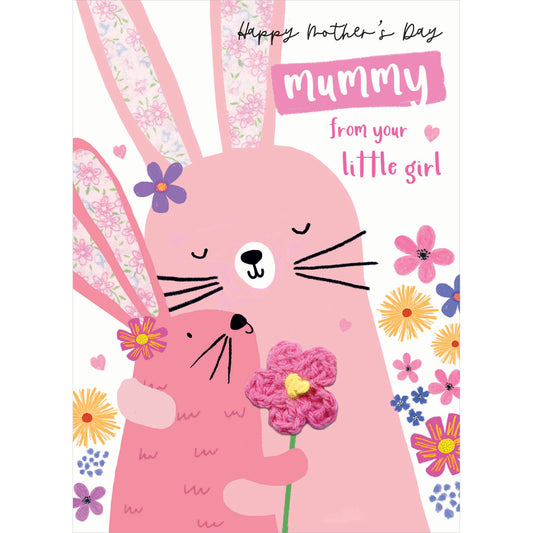 Mother's Day Card - Little Girl Bunny