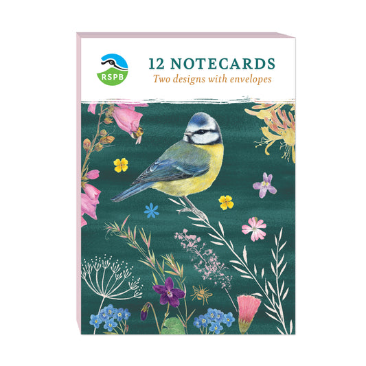 RSPB Beyond The Hedgerow Stationery - (12 Cards) A6 Notecard Pack - Birds in the Garden