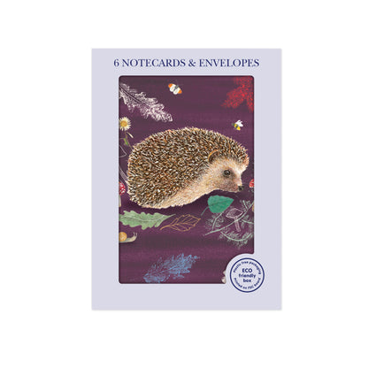 RSPB Beyond The Hedgerow Stationery - (6 Cards) Mini Notecard Pack - Peeping Hedgehog