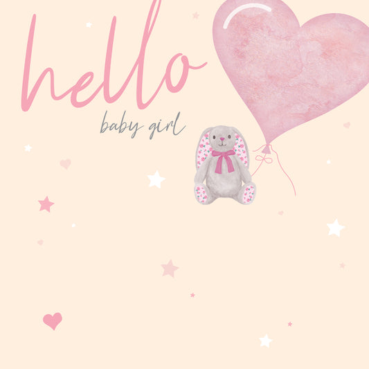 New Baby Card - Baby Girl Bunny