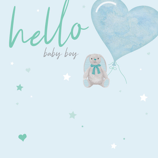 New Baby Card - Baby Boy Bunny