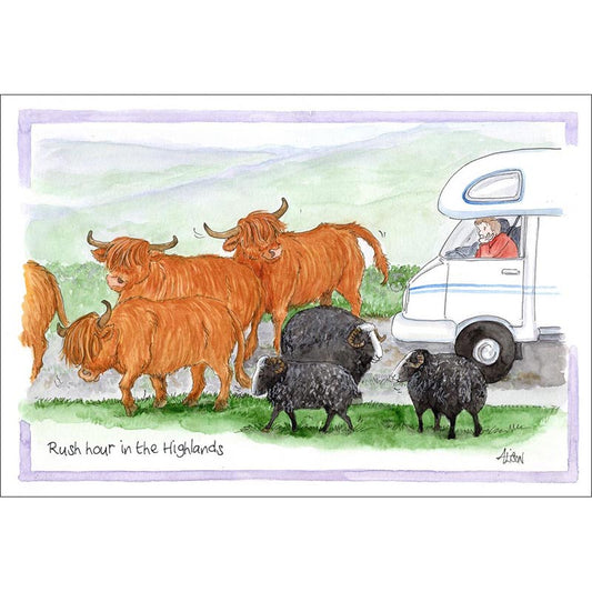 Alison's Animals Card - Rush Hour In The Highlands