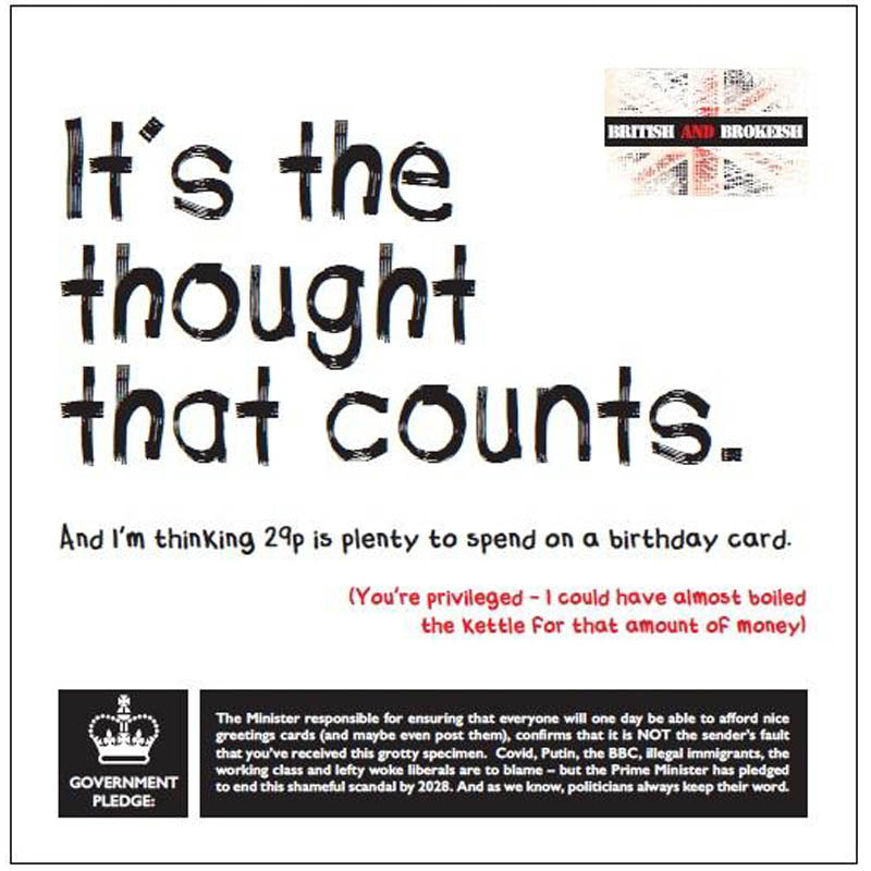 British and Brokeish Card - It's the thought that counts (Splimple)