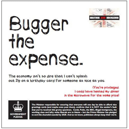 British and Brokeish Card - Bugger the expense (Splimple)