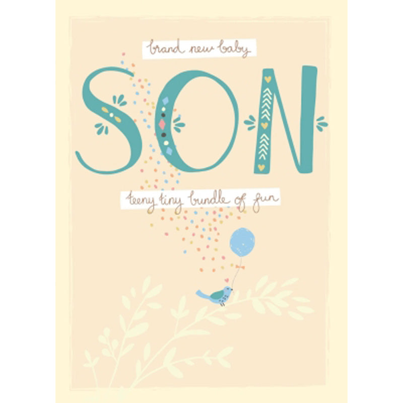 New Baby Card - Bird & Balloon (Son)
