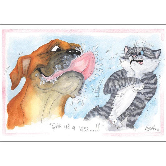 Alison's Animals Card - Give Us A Kiss