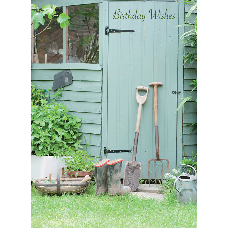 First Class Male Card - Garden Shed & Boots